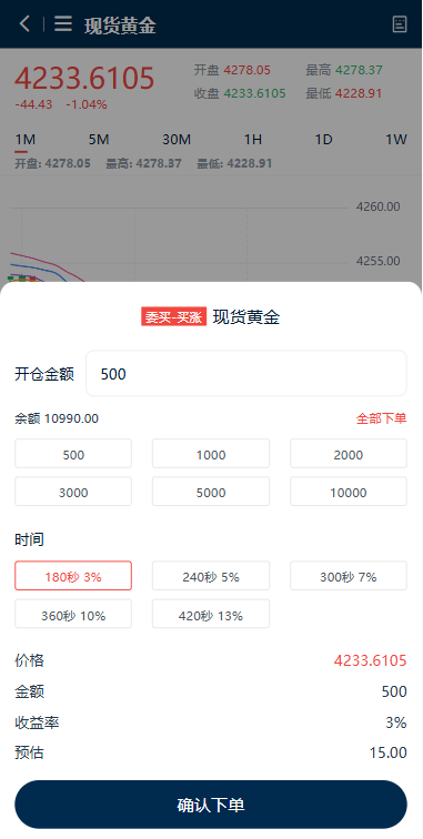 多语言黄金微盘系统/贵金属外汇交易/时间盘/前端uniapp